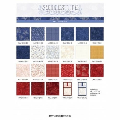 Maywood Studios Summertime Fabric Collection 21 Piece Fat Quarter Bundle Premium 100% Cotton Quilt Shop Quality Fabrics