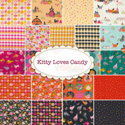 Poppie Cotton Kitty Loves Candy Fabric Collection Halloween Plaid on Pink Premium 100% Quilt Shop Quality Cotton Fabrics