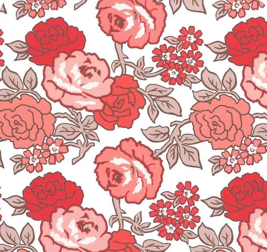 WIDEBACKS! Riley Blake Lori Holt Flea Market Fabric Collection Wideback ( 107"-108" Width) Red Roses Premium 100% Cotton Fabrics