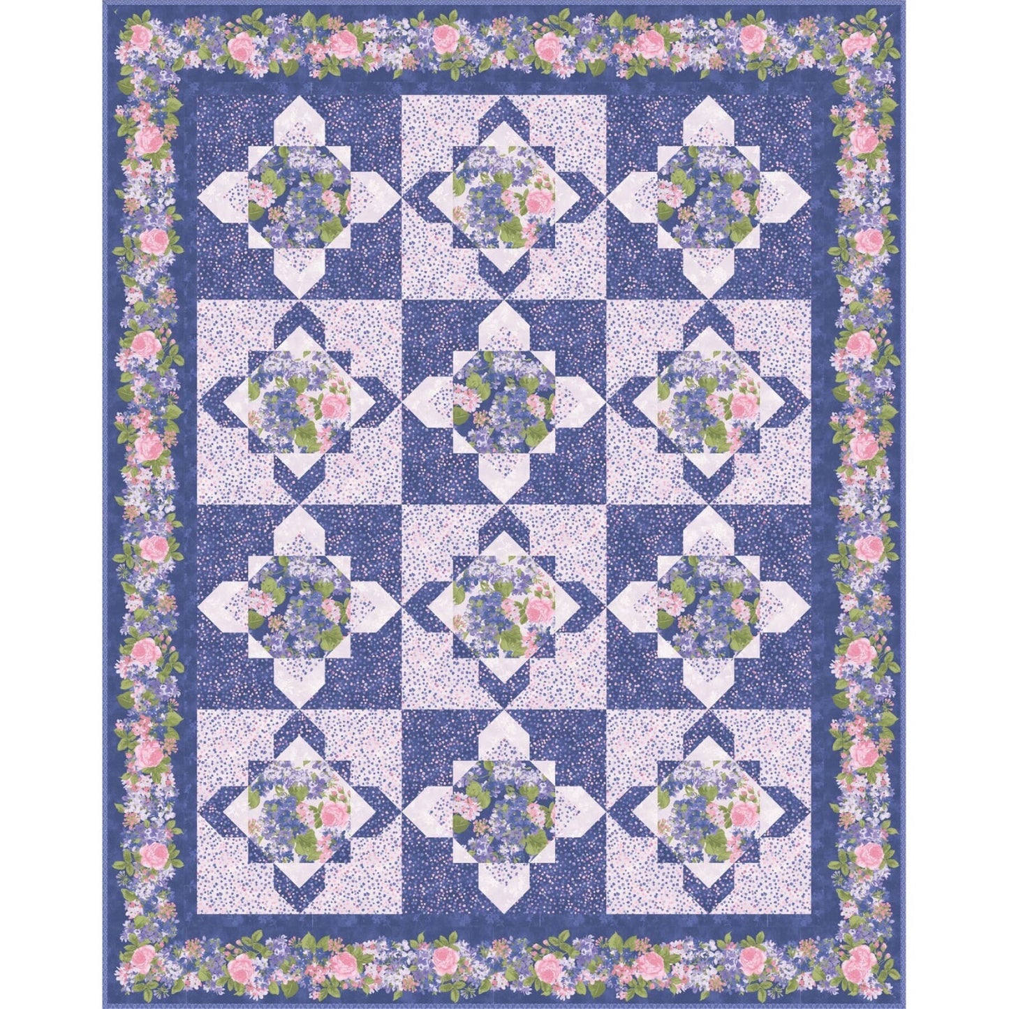 LAST ONE! Maywood Studio Cottage Bouquet Fabric Collection Cottage Bouquet Quilt Kit Finished Size: 63"x79" Premium 100% Cotton Fabrics