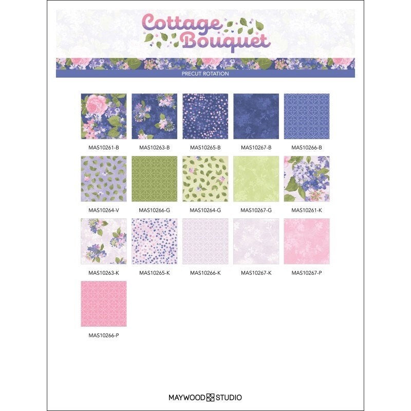 LAST ONE! Maywood Studio Cottage Bouquet Fabric Collection Cottage Bouquet Quilt Kit Finished Size: 63"x79" Premium 100% Cotton Fabrics