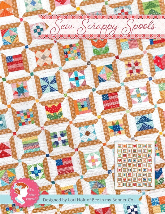 It’s Sew Emma Rainbow Sew Scrappy Spools Quilt Pattern Finished Size: 72.5"x90.5"