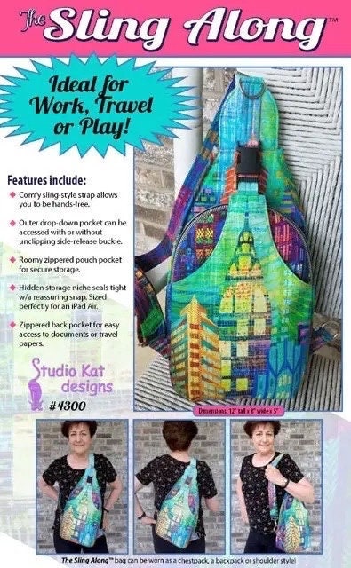 Studio Kat Designs The Sling Along Bag Pattern Finished Size: 9"x4"x11"