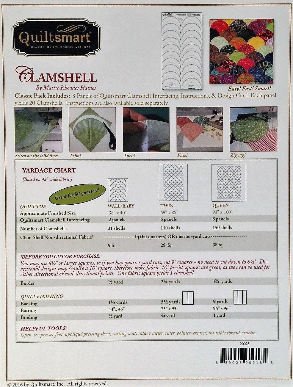 Quiltsmart Clamshell Quilt Printed Interfacing Pack (3 Size Variations Per Pattern)