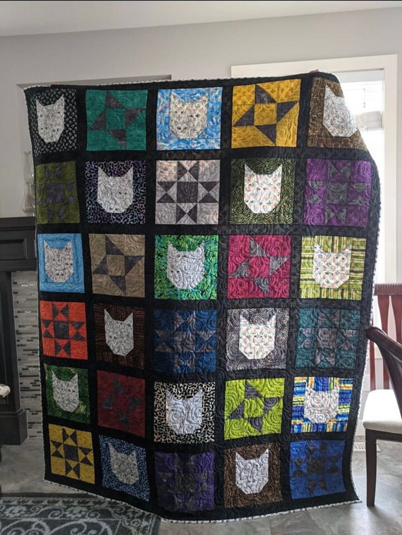 Miss Winnie Designs Feline Fine Quilt Pattern Finished Size: 72"x86"