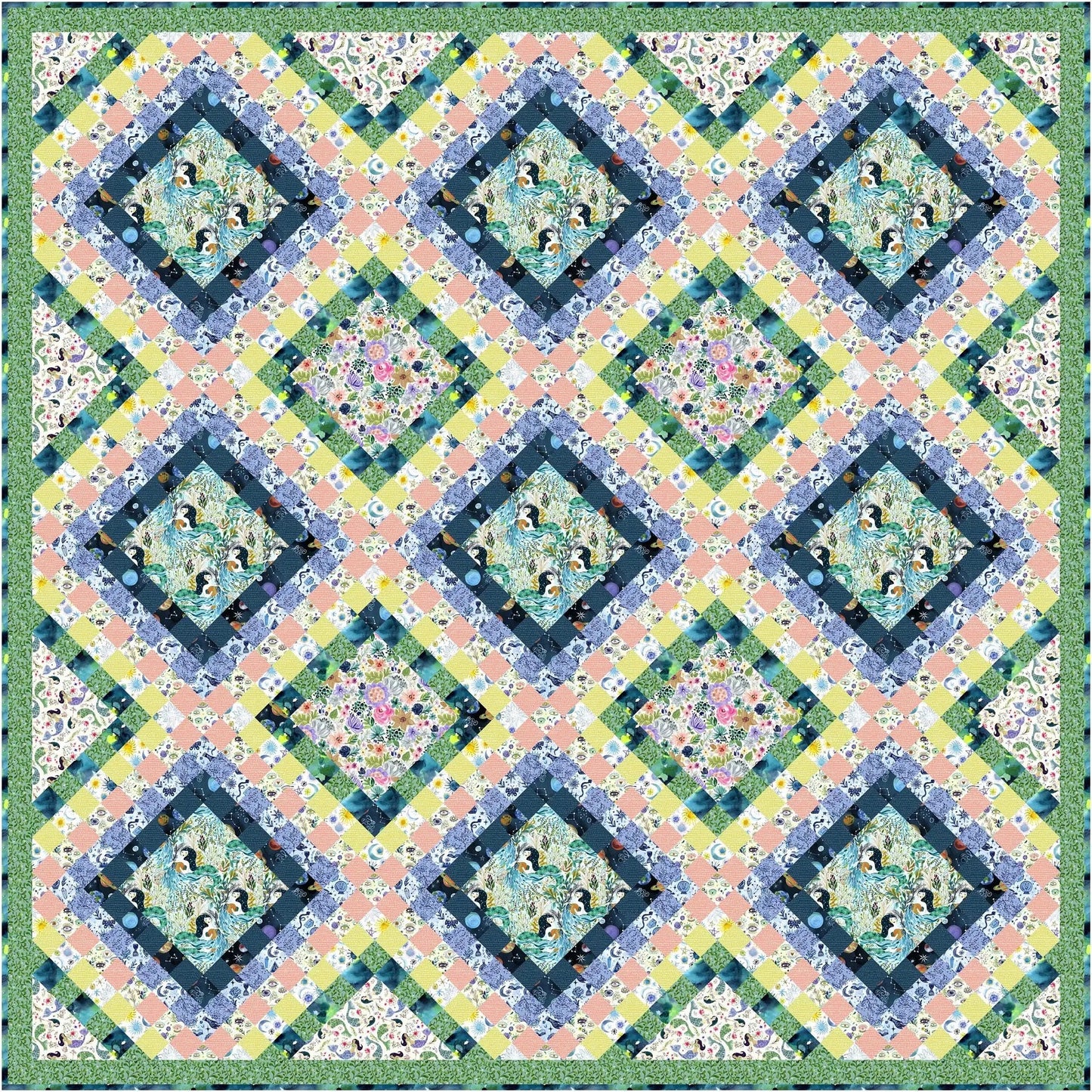 Tourmaline & Thyme Age of Aquarius Quilt Pattern Finished Size: 89"x89"