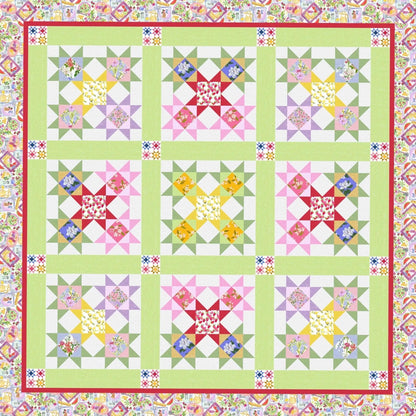 Tourmaline & Thyme Star of the Picnic Quilt Pattern Finished Size: 90"x90"