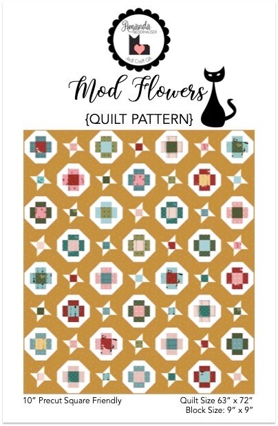 Jedi Craft Girl Mod Flowers Quilt Pattern Finished Size: 63"x72"