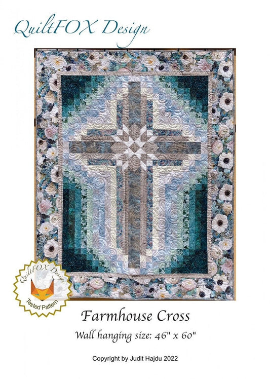 Quilt Fox Design Farmhouse Cross Wallhanging Pattern Finished Size: 46"x60"