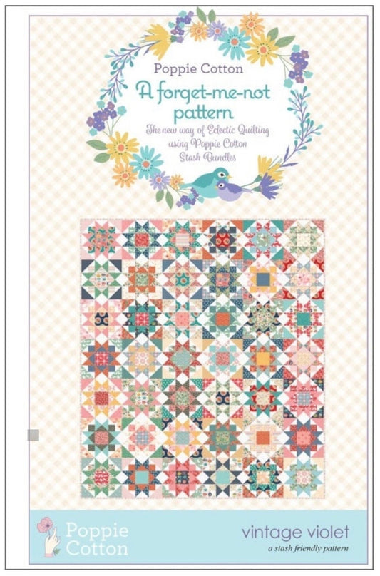 Poppie Cotton Vintage Violet Quilt Pattern Finished Size: 72"x84"