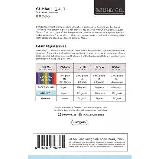 Bound Co Gumball Quilt Pattern (3 Size Variations Per Pattern)