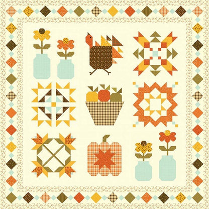 Riley Blake Sandy Gervais Adel In Autumn Fall Gatherings Quilt Kit Finished Size: 74"x74" Premium 100% Cotton Quilt Shop Quality Fabrics