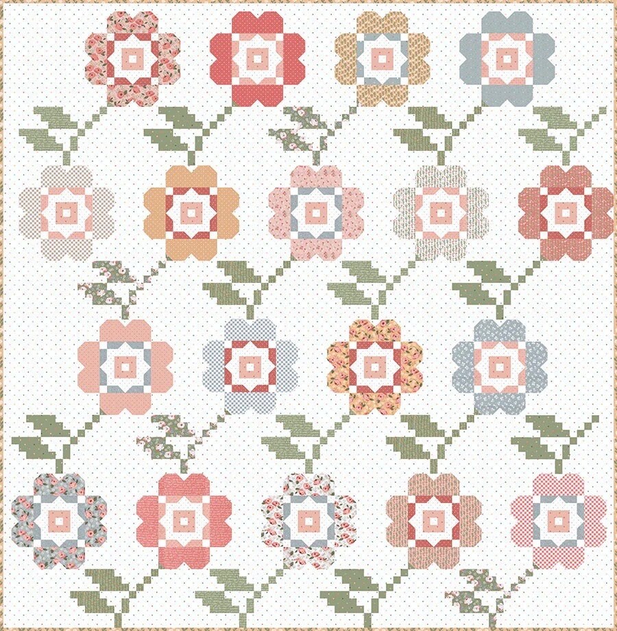 Lella Boutique Bloomers Quilt Pattern Finished Size: 83.5"x85.5"