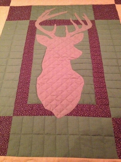 Quilting Cowboy Deer Head Cabin Quilt Pattern (2 Size Variations Per Pattern)