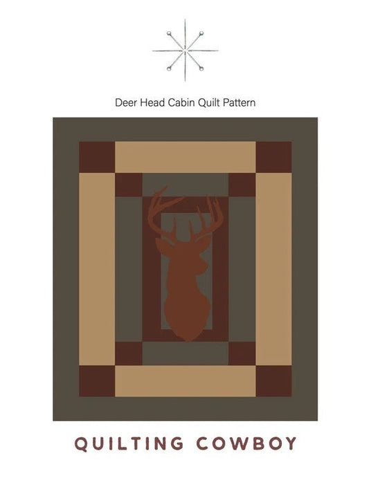 Quilting Cowboy Deer Head Cabin Quilt Pattern (2 Size Variations Per Pattern)