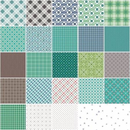 Riley Blake Bee Plaids Fabric Collection 25 Yard Bundle Teal Premium 100% Cotton Quilt Shop Quality Fabrics