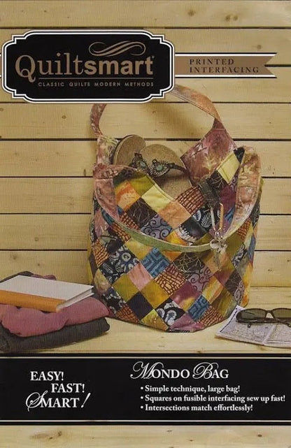 Quiltsmart Mondo Bag Printed Interfacing & Instructions Pack Finished Size: 10" Square Bottom x 15" High