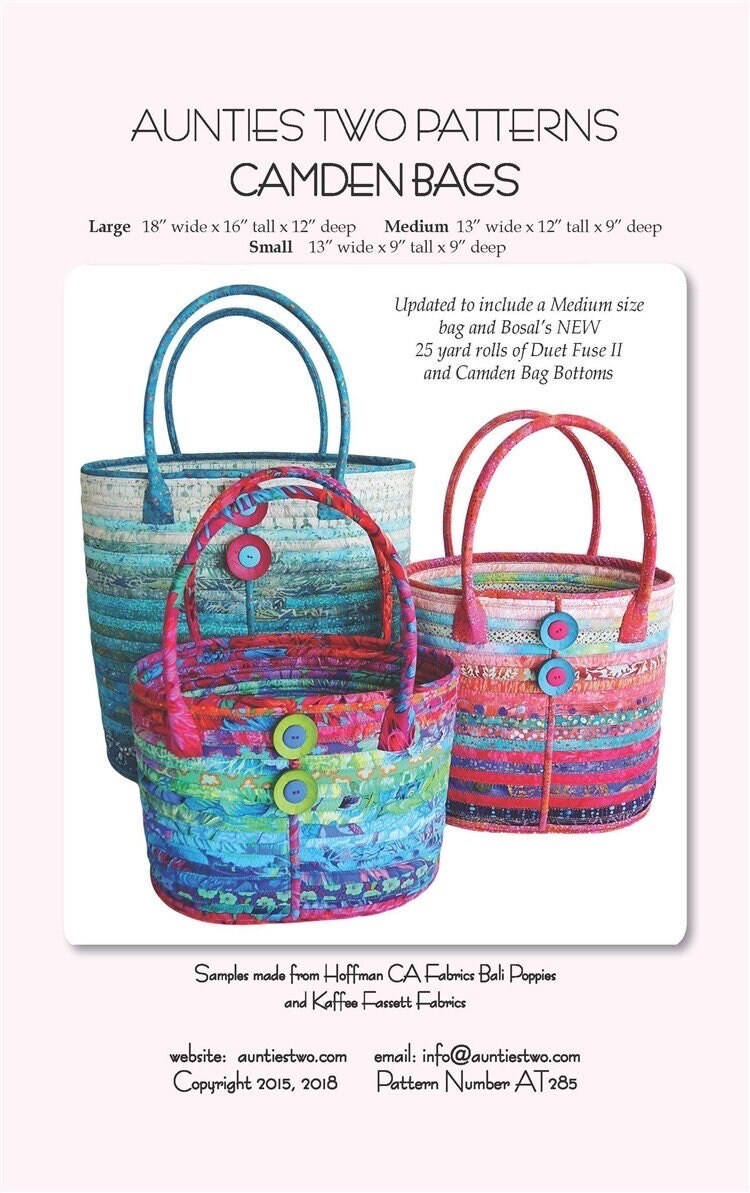 Aunties Two Camden Bag Pattern (3 Size Variations Per Pattern)