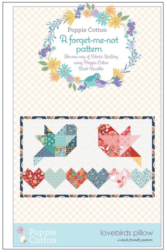 Poppie Cotton Love Birds Pillow Pattern Finished Size: 24"x15"