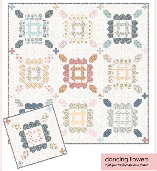 Poppie Cotton Dancing Flowers Quilt Kit Featuring Poppie Cotton Garden Party Fabrics Finished Size: 70"x70"