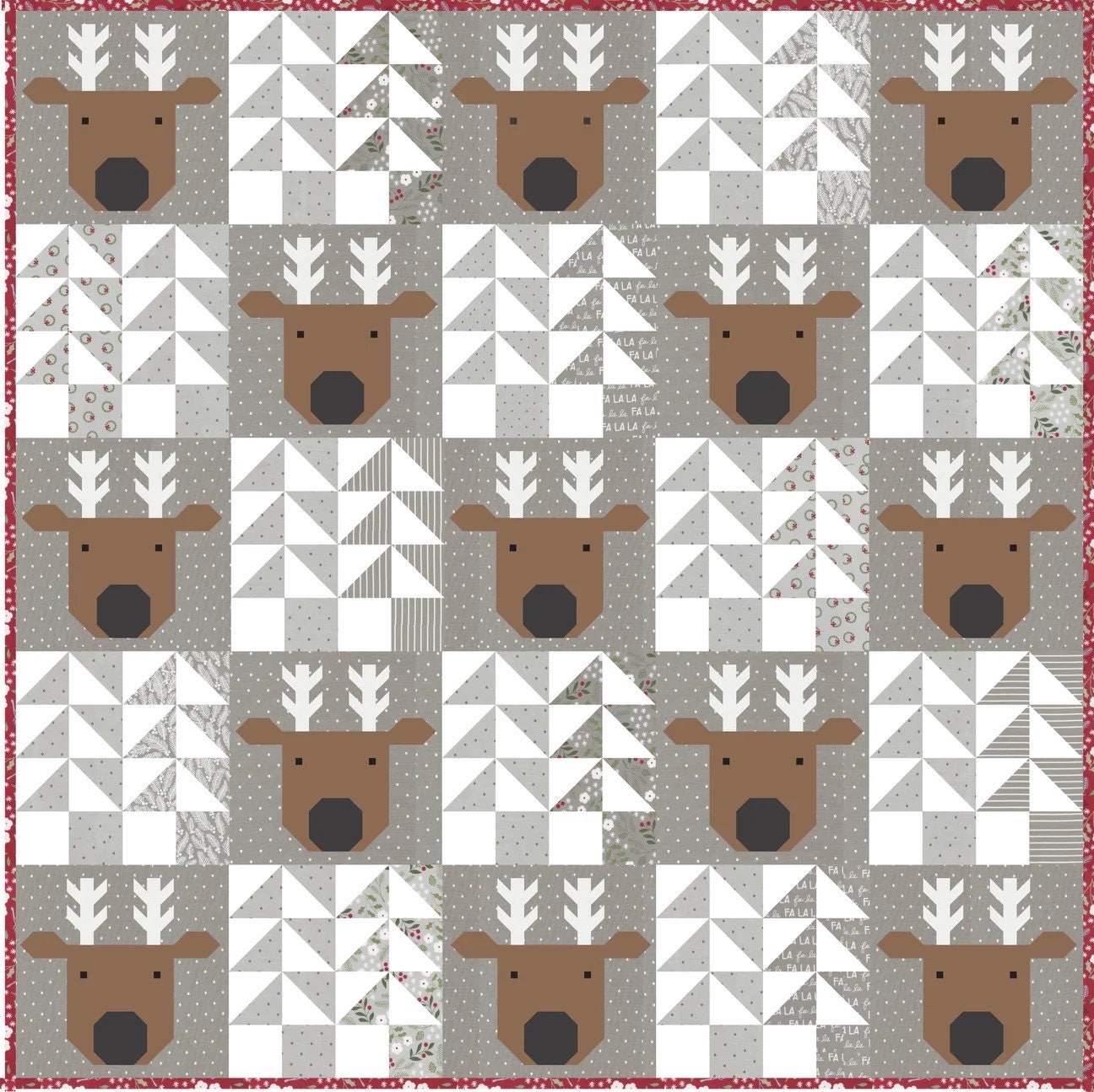 Lella Boutique Reindeer Xing Quilt Pattern Finished Size: 80.5"x80.5"