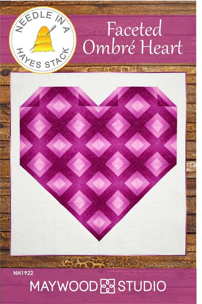 Needle in a Hayes Stack Faceted Ombré Heart Quilt Pattern Finished Size: 66"x70"