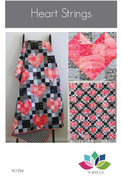 V & Co Heart Strings Quilt Pattern Finished Size:56"x72"