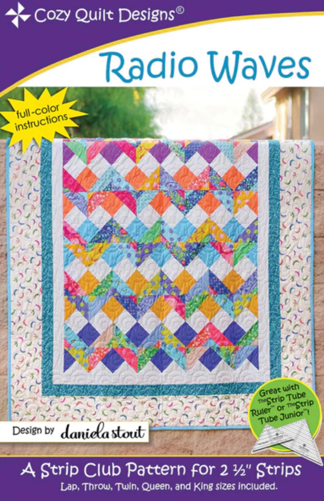 Cozy Quilt Designs Radio Waves Quilt Pattern (5 Size Variations Per Pattern)