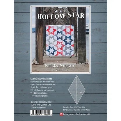 The Quilted Life Hollow Star Quilt Pattern Finished Size: 81"x84" (Optional LG 60-degree Ruler)