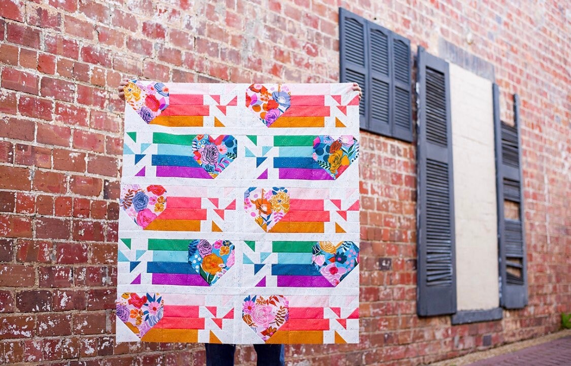 Modernly Morgan Confetti Hearts Quilt Pattern (2 Size Variations Per Pattern)