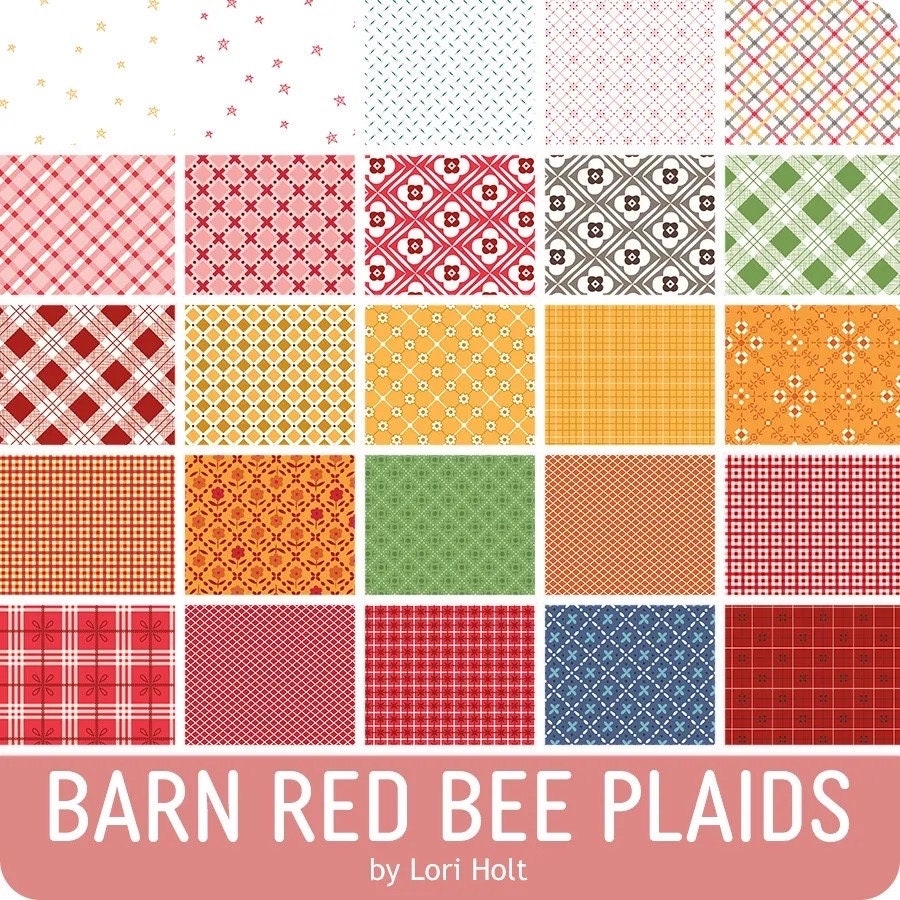 Riley Blake Bee Plaids Fabric Collection 25 Yard Bundle Barn Reds Premium 100% Cotton Quilt Shop Quality Fabrics