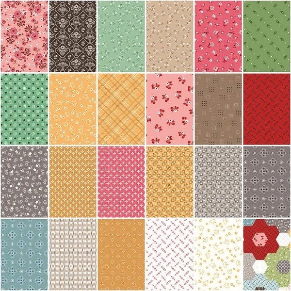 Riley Blake Calico Fabric Collection 24 Yard Bundle Coral Premium 100% Cotton Quilt Shop Quality Fabrics