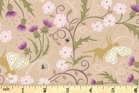 Lewis & Irene Celtic Fairies Fabric Collection Gold Metallic Fairies on Dark Cream Premium 100% Cotton Quilt Shop Quality Fabrics