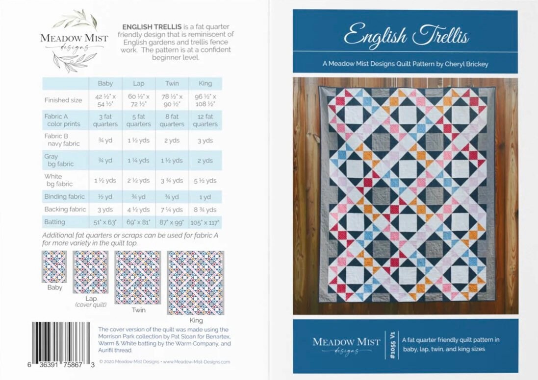 Meadow Mist Designs English Trellis Quilt Pattern (4 Size Variations Per Pattern)