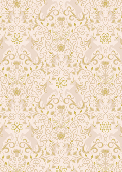 Lewis & Irene Celtic Fairies Fabric Collection Gold Metallic Unicorns on Cream Premium 100% Cotton Quilt Shop Quality Fabrics