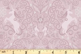 Lewis & Irene Celtic Fairies Fabric Collection Silver Metallic Unicorns on Soft Heather Premium 100% Cotton Quilt Shop Quality Fabrics