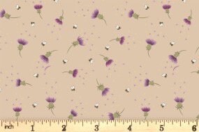 Lewis & Irene Celtic Fairies Fabric Collection Gold Metallic Thistle and Bee on Natural Premium 100% Cotton Quilt Shop Quality Fabrics