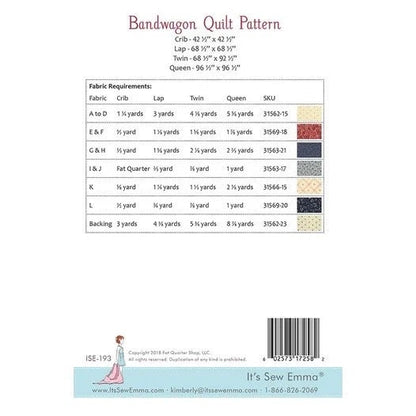 It's Sew Emma Bandwagon Quilt Pattern (4 Size Variations Per Pattern)