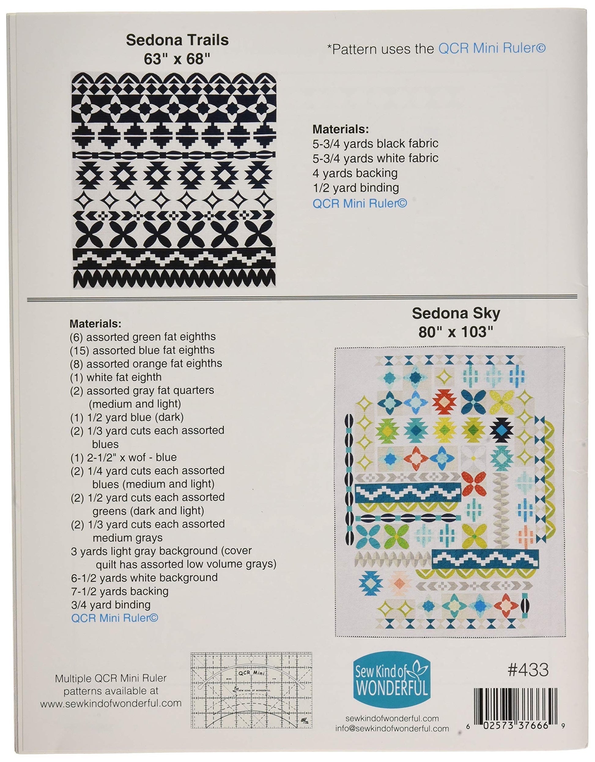 Sew Kind of Wonderful Sedona Quilt Pattern Finished Size: 63"x68" (SKW Mini Quick Curve Ruler Sold Separately)