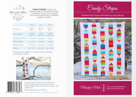 LAST ONE! Meadow Mist Designs Candy Stripes Quilt Pattern (3 Size Variations Per Pattern)