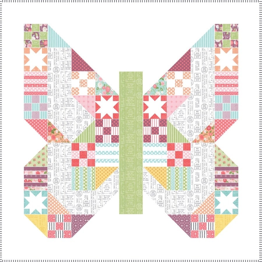 Lella Boutique Butterfly Patch Quilt Pattern Finished Size: 60"x60"