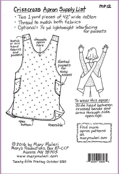 Mary Mulari Crisscross Reversible Apron Pattern