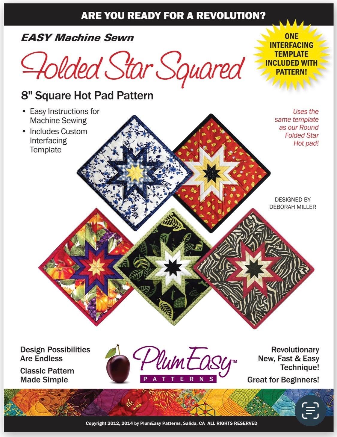 Plum Easy Patterns Folded Star Squared Hot Pad Pattern Finished Size: 8"