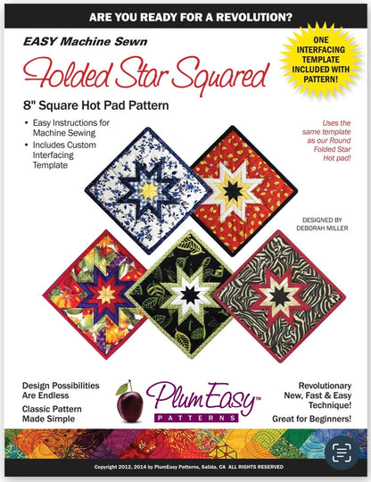 Plum Easy Patterns Folded Star Squared Hot Pad Pattern Finished Size: 8"