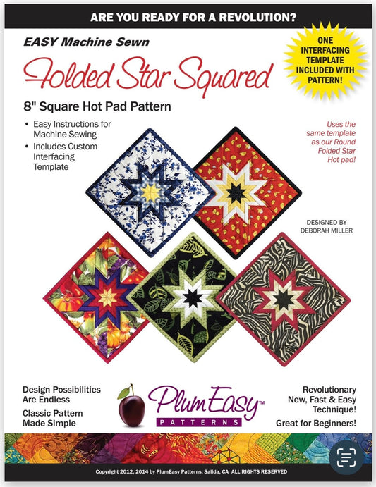 Plum Easy Patterns Folded Star Squared Hot Pad Pattern Finished Size: 8"