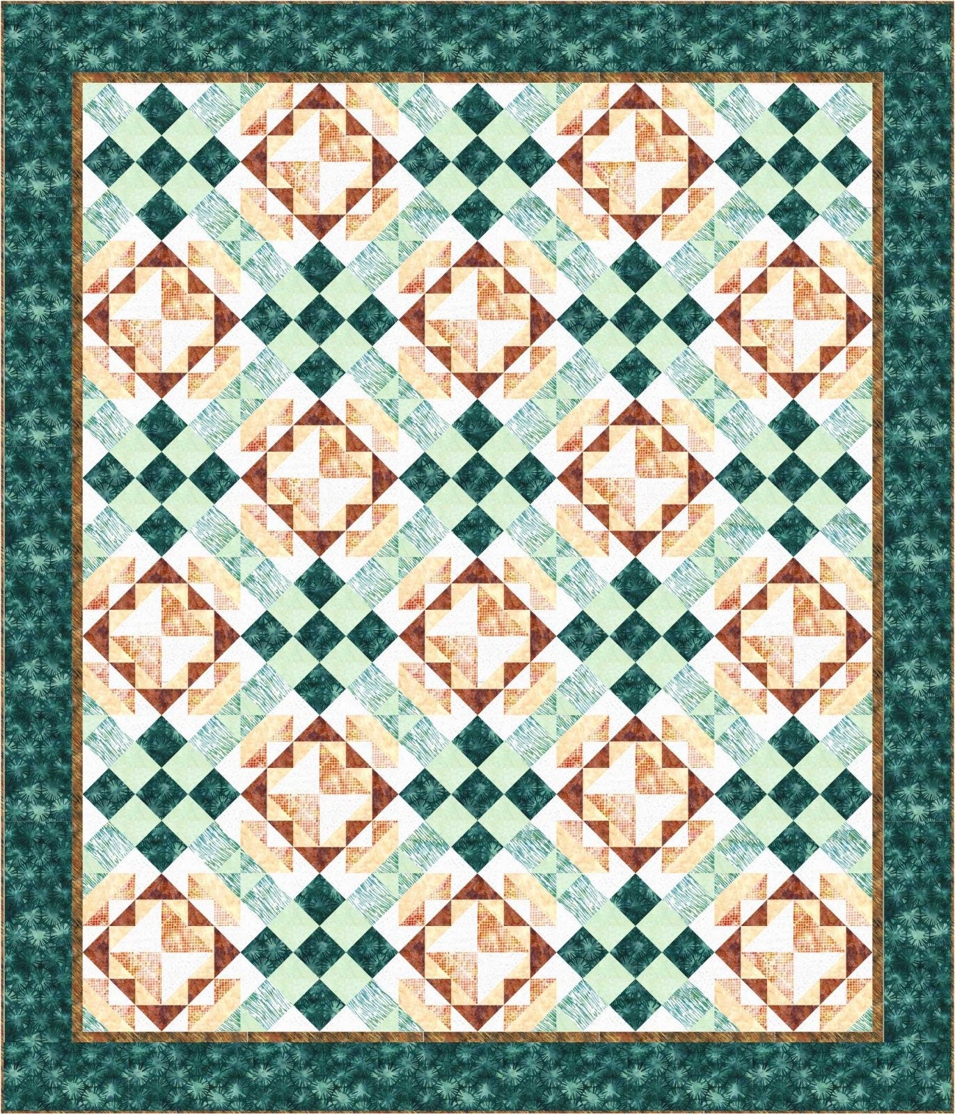 Needle In A Hayes Stack Spanish Tile Quilt Pattern Finished Size: 67"x80.5"