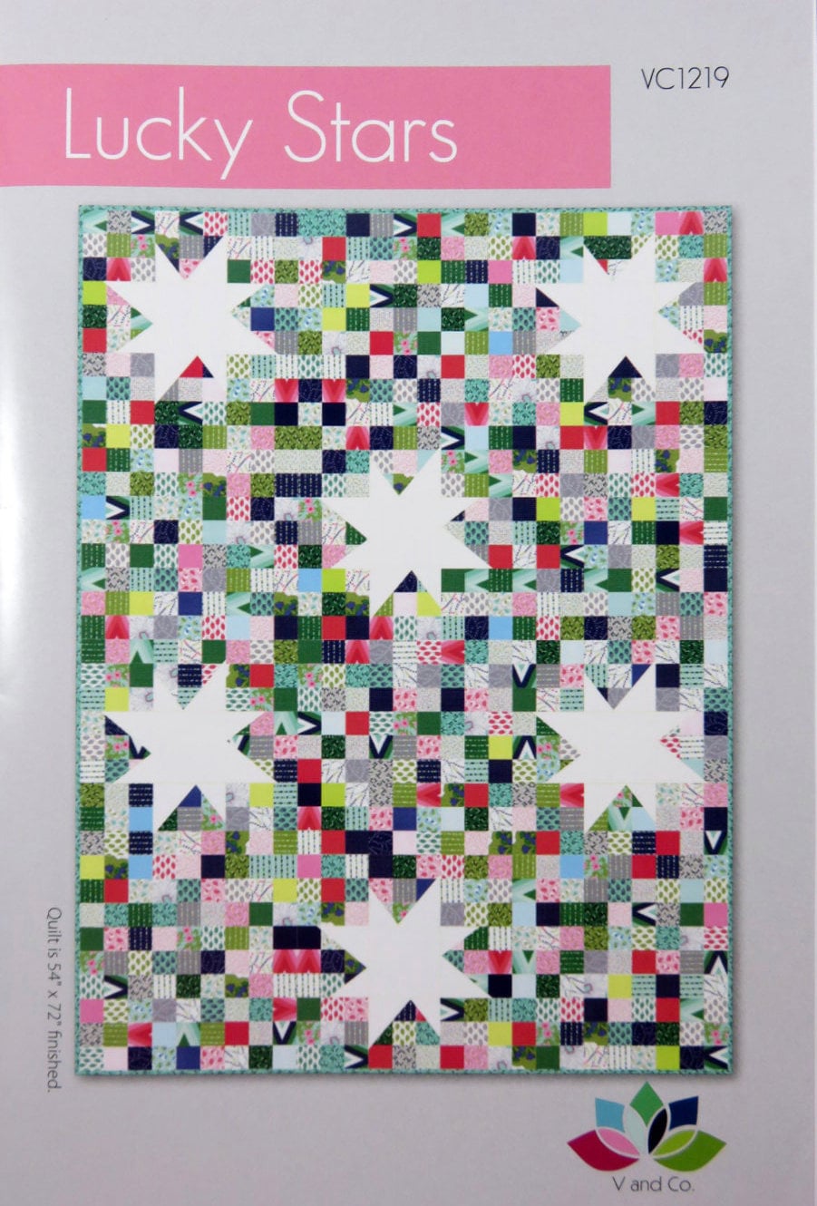 V & Co Lucky Stars Quilt Pattern Finished Size:54"x72"