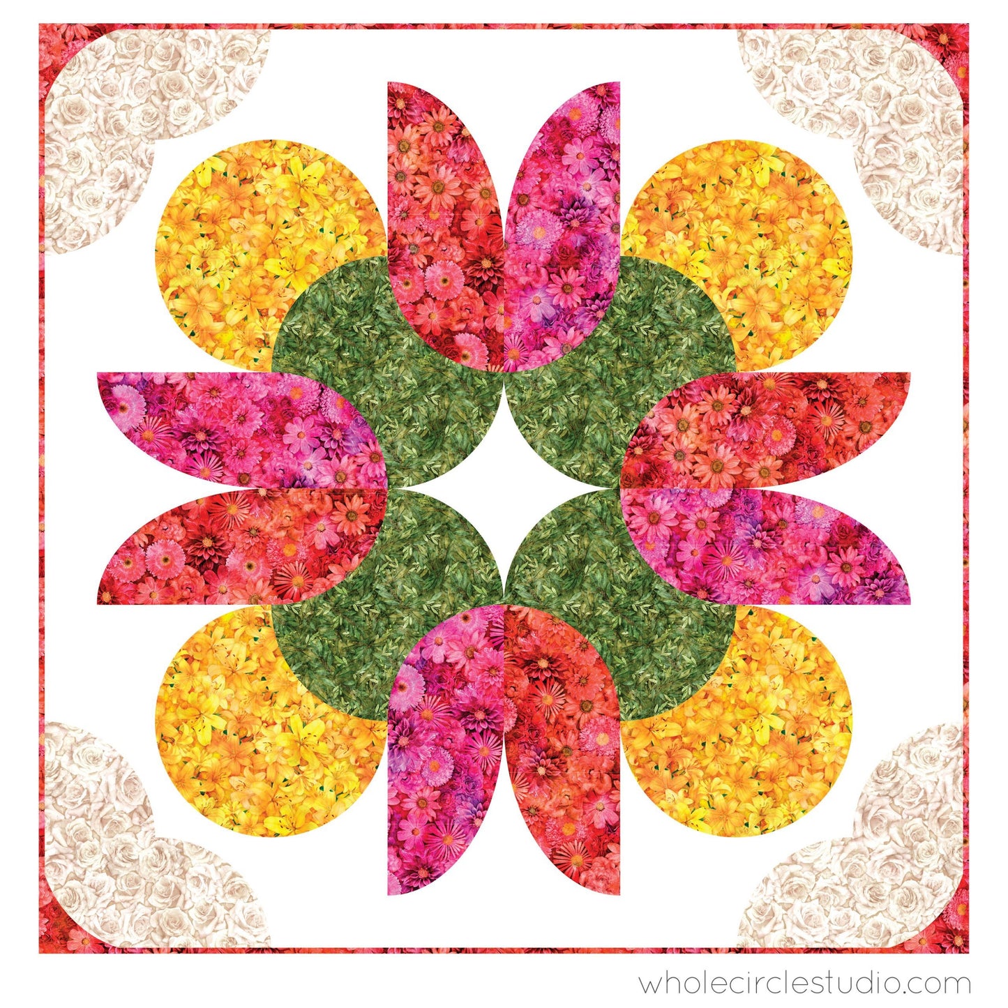 Whole Circle Studio Big Island Blooms Quilt Pattern (4 Size Variations Per Pattern)