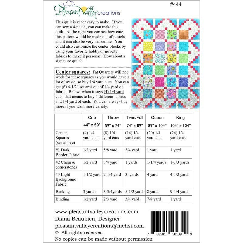 Pleasant Valley Creations Simply Cool Quilt Pattern (5 Size Variations Per Pattern)