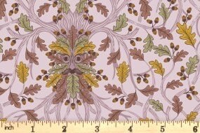 Lewis & Irene Celtic Fairies Fabric Collection Gold Metallic Green Man on Muted Heather Premium 100% Cotton Quilt Shop Quality Fabrics